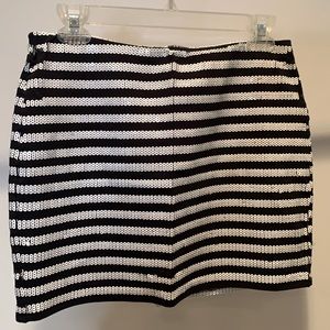 White & Black Sequence Mini Skirt
